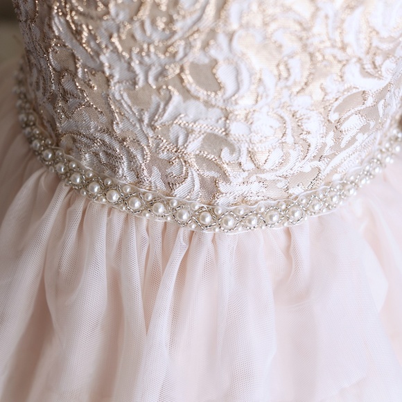 Girls Gold & Blush Formal Party Dress Flower Girl Special Occasion Biscotti NWOT - Picture 4 of 5